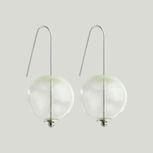 Load image into Gallery viewer, Small globe glass earrings pale green mist
