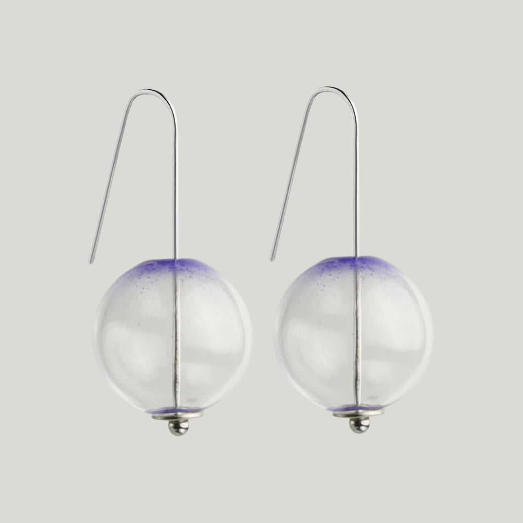 Small globe glass earrings purple viola