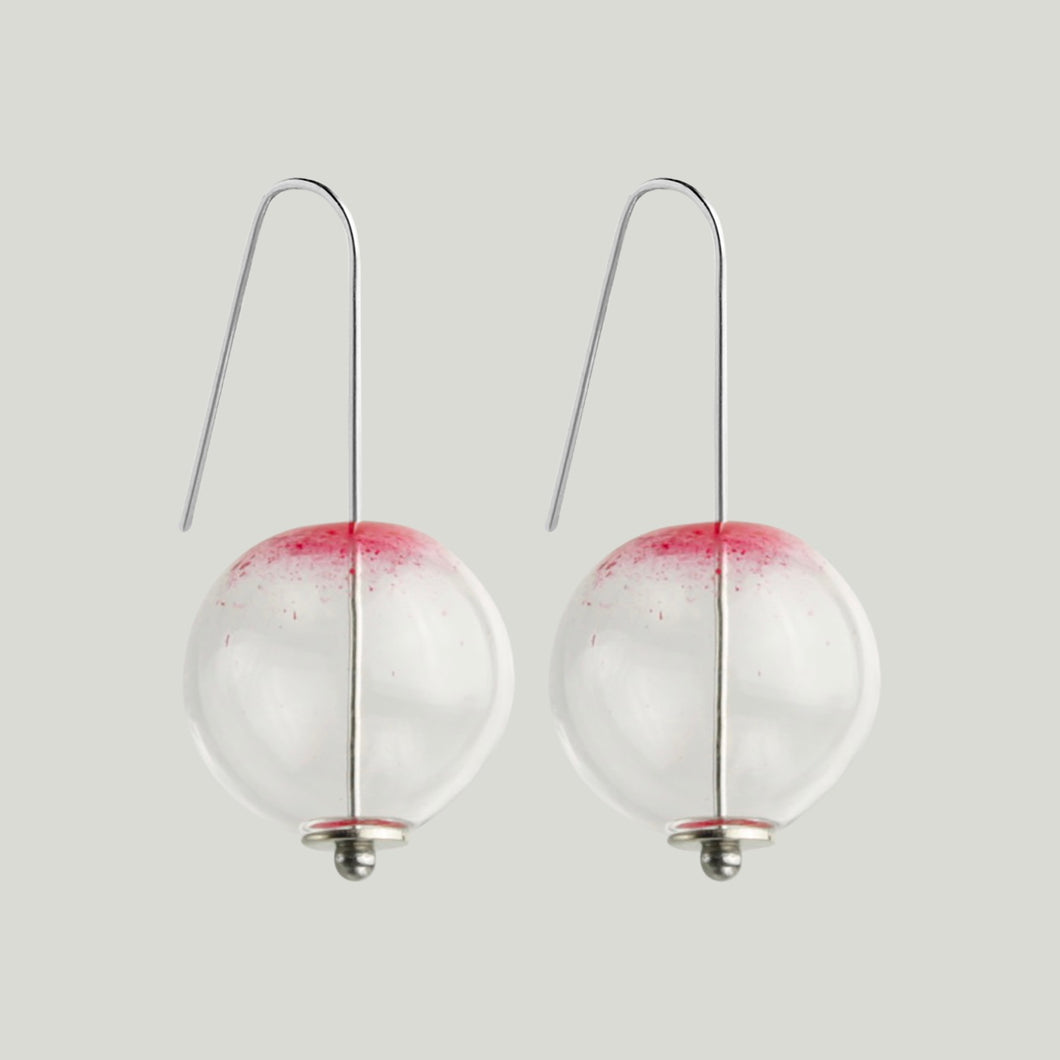 Small globe glass earrings red Waratah