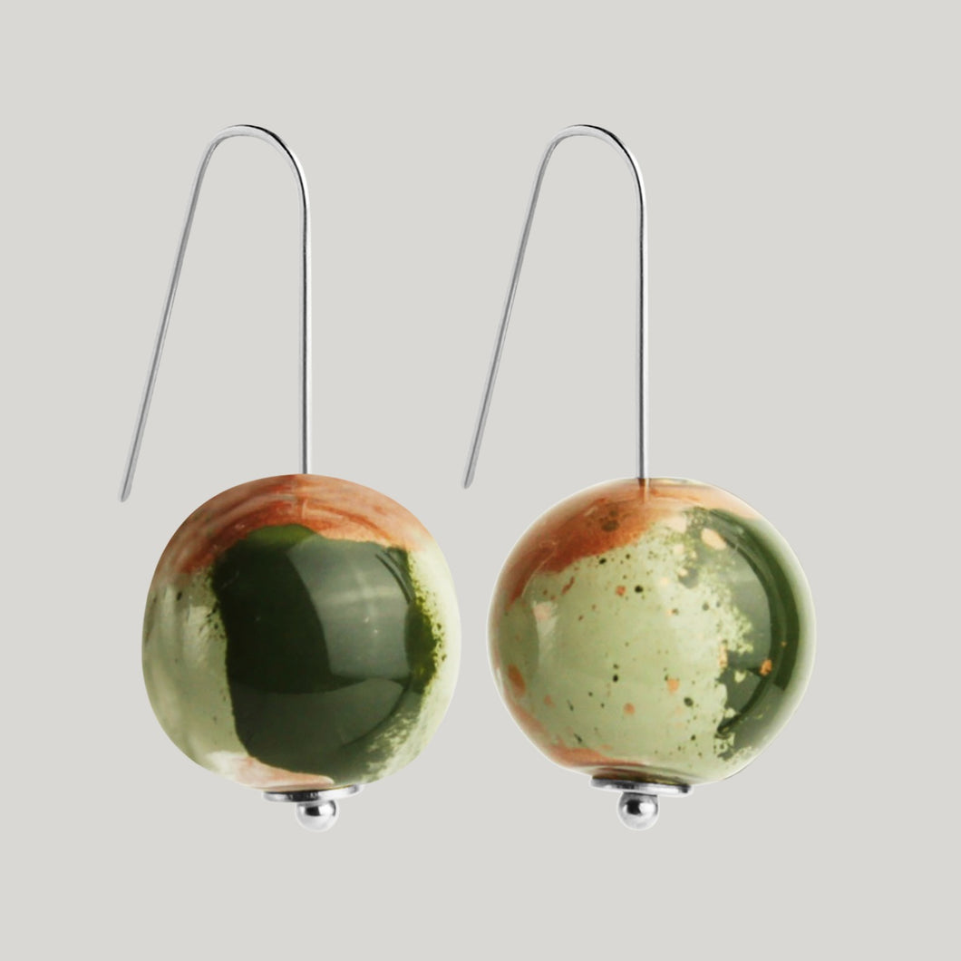 Small universe glass earrings - eucalypt